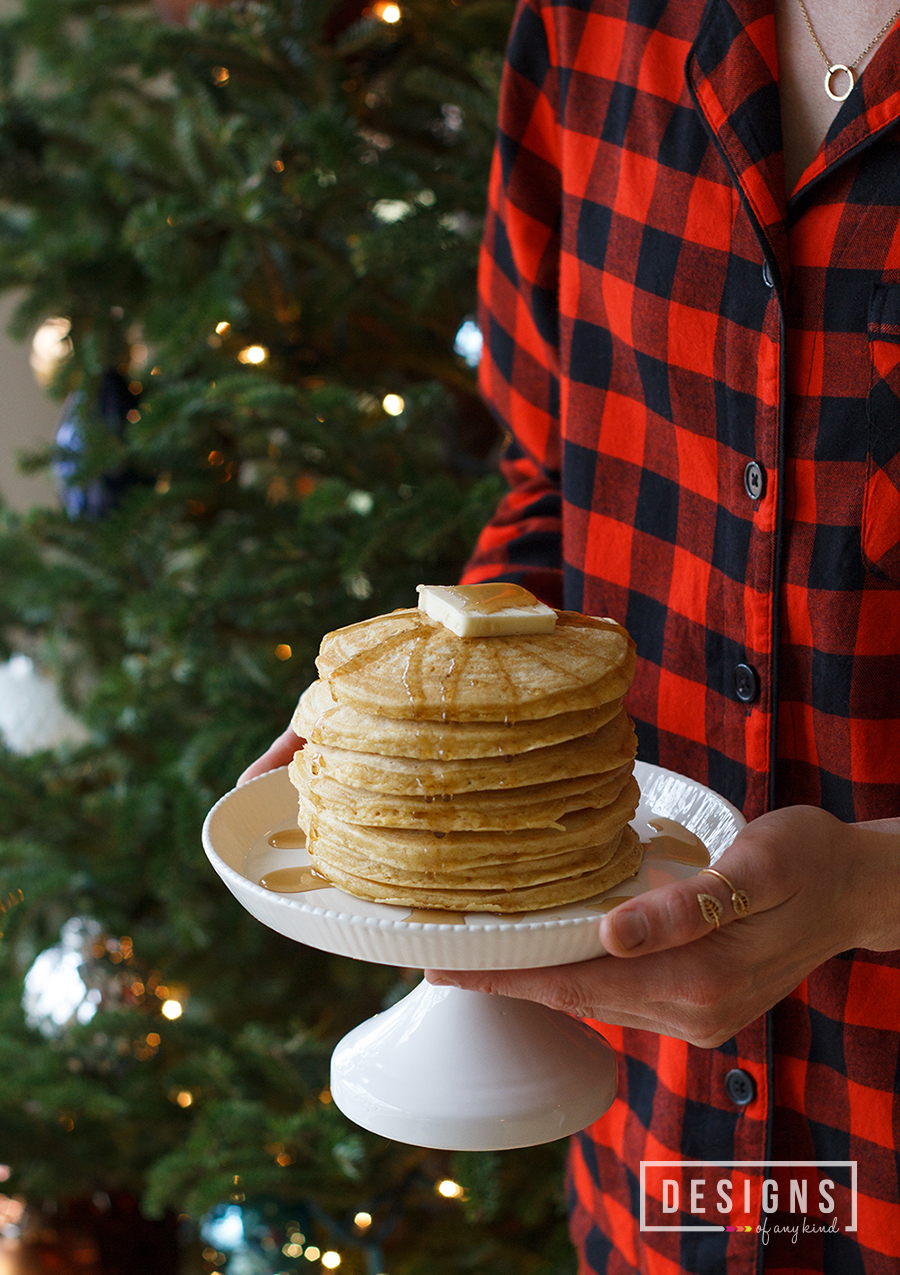 When it's cold outside, there's nothing better than celebrating the holidays with a Pancakes & PJs Party for you and your friends. www.designsofanykind.com